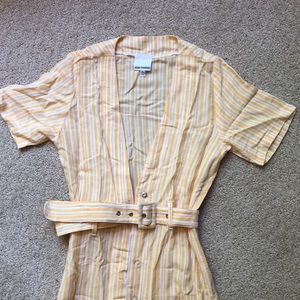 Yellow with White Stripes- Midi Dress